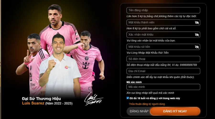 Người chơi nhập đầy đủ các thông tin theo yêu cầu của biểu mẫu